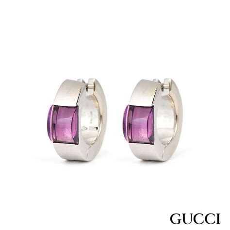 gucci earrings white gold|gucci 18k amethyst earrings.